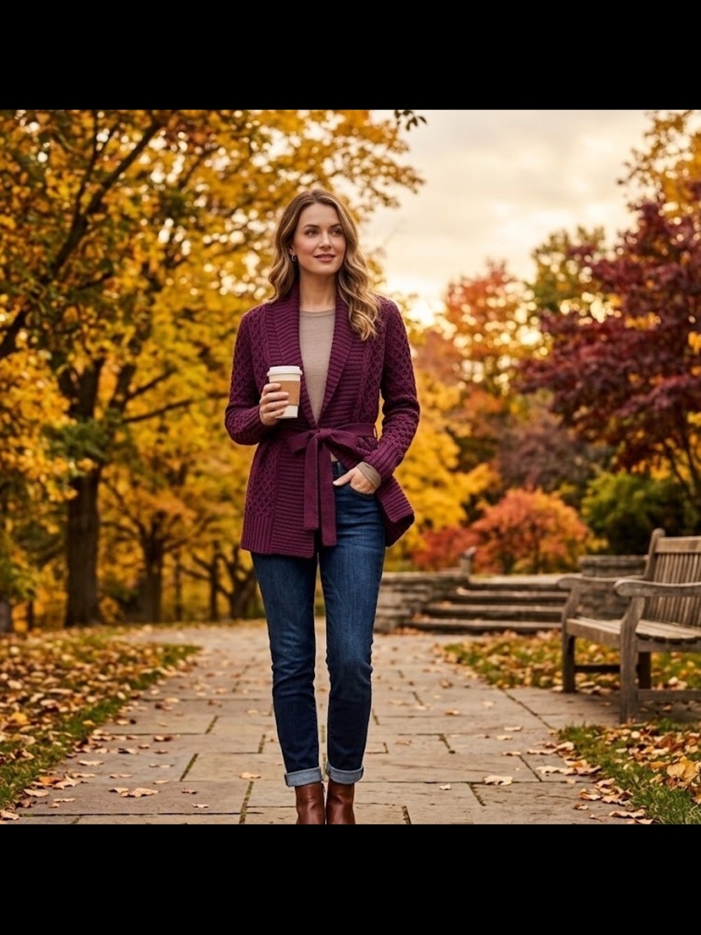 Banana Republic Plum Belted Cable Cardigan Sweater